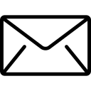 A simple black outline of an envelope on a light background, representing email or a message.