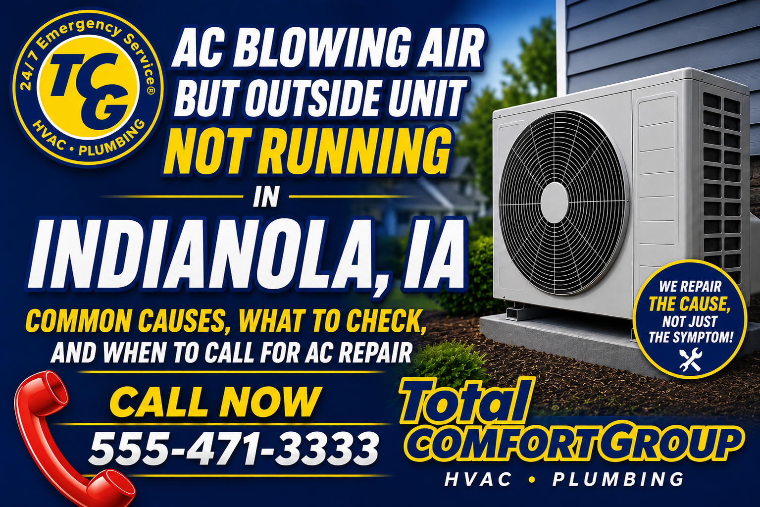 AC Blowing Air But Outside Unit Not Running in Indianola, IA