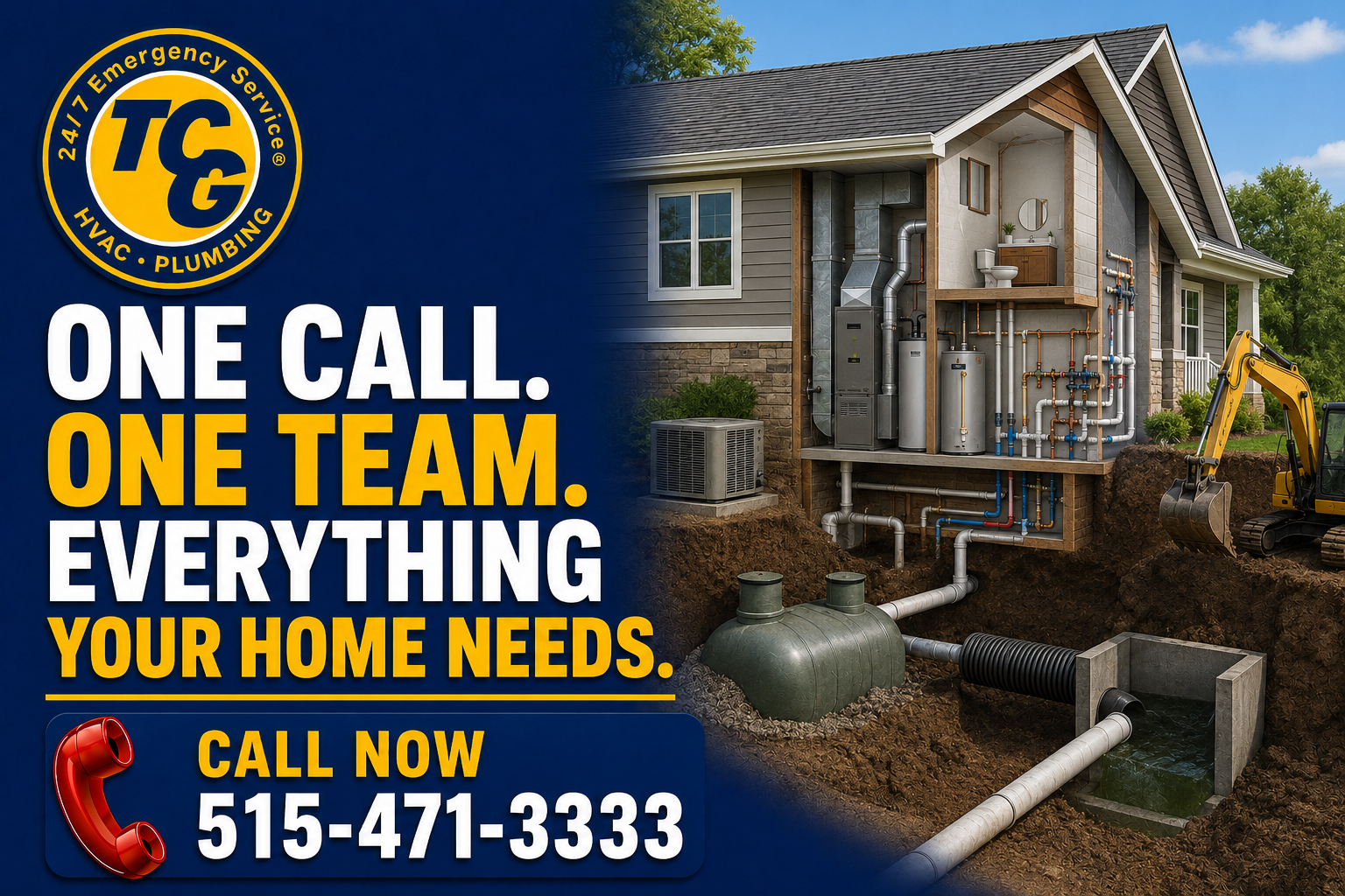 One Call for HVAC, Plumbing, Sewer & Septic Services in Central Iowa